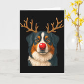 Reindeer Australian Shepherd Christmas Aussie Dog  Kaart (Gele Bloem)