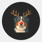 Reindeer Australian Shepherd Christmas Aussie Dog  Ronde Sticker (Voorkant)