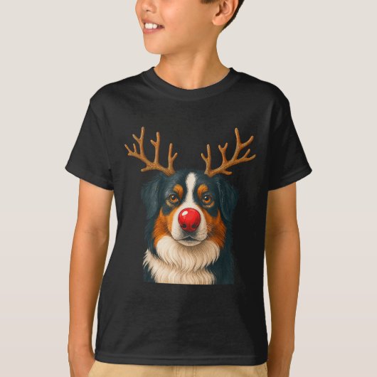 Reindeer Australian Shepherd Christmas Aussie Dog  T-shirt (Voorkant)