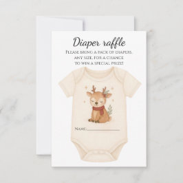 Reindeer Baby Shower Diaper Raffle RSVP Kaartje