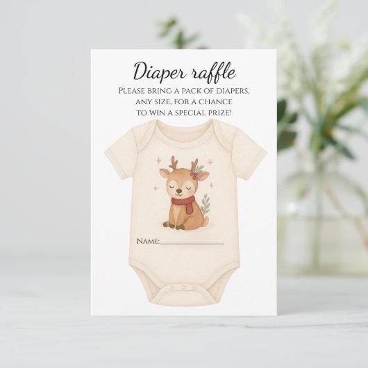 Reindeer Baby Shower Diaper Raffle RSVP Kaartje (Staand voorkant)