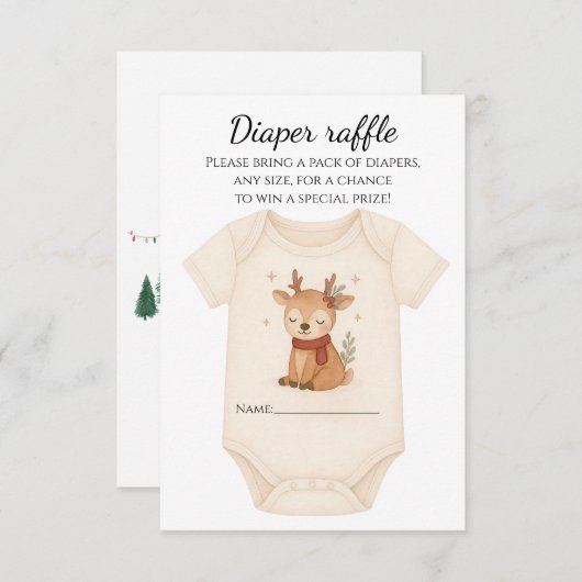 Reindeer Baby Shower Diaper Raffle RSVP Kaartje (Voorkant / Achterkant)
