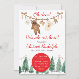 Reindeer Baby Shower Invitation Kaart