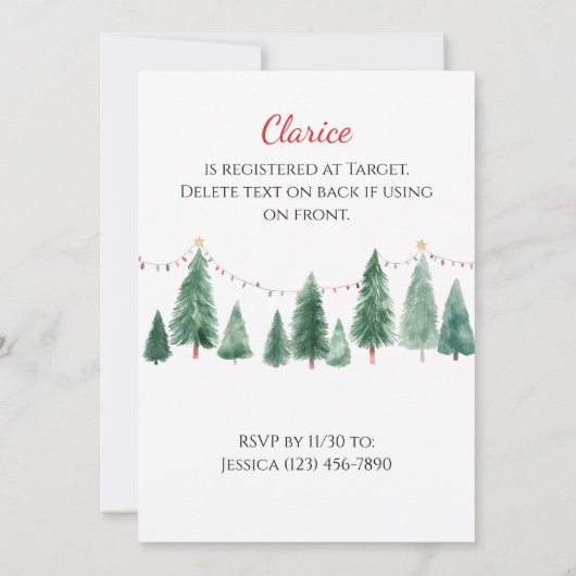 Reindeer Baby Shower Invitation Kaart (Achterkant)