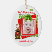 Reindeer Baby's eerste kerstfoto Ornament (Rechts)