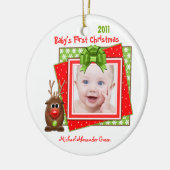 Reindeer Baby's eerste kerstfoto Ornament (Links)