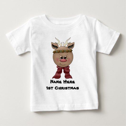 Reindeer Baby's eerste kerstT-shirt (Voorkant)