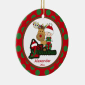 Reindeer Baby's eerste kerstversiering Keramisch Ornament (Rechts)