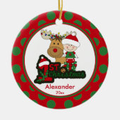 Reindeer Baby's eerste kerstversiering Keramisch Ornament (Voorkant)