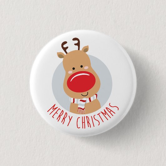 Reindeer Badge Ronde Button 3,2 Cm (Voorkant)