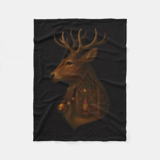 Reindeer Barn Gnome Christmas Fleece Blanket Deken (Voorkant)