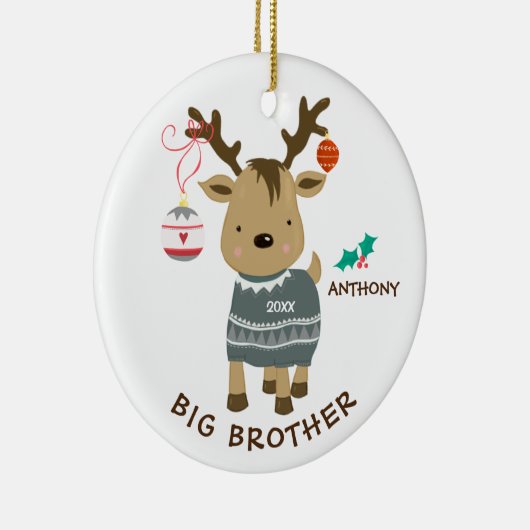 Reindeer Big Brother kerstversier Keramisch Ornament (Rechts)