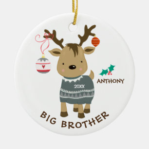 Reindeer Big Brother kerstversier Keramisch Ornament