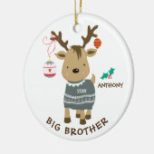 Reindeer Big Brother kerstversier Keramisch Ornament (Links)