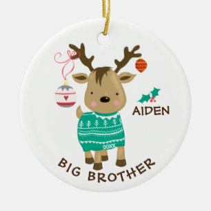 Reindeer Big Brother kerstversier Keramisch Ornament