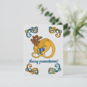 Reindeer bird with bells and presents Christmas Bedankkaart (Staand voorkant)