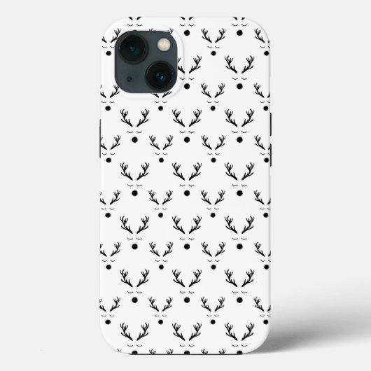Reindeer Black en White Pattern Case-Mate iPhone Case (Achterkant)