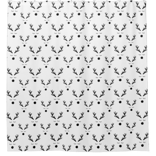 Reindeer Black en White Pattern Douchegordijn (Voorkant)