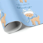 Reindeer Blue van de Groeten van het seizoen Cadeaupapier (Rol Hoek)