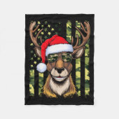 Reindeer Camo American Flag Christmas Pajama X-mas Fleece Deken (Voorkant)