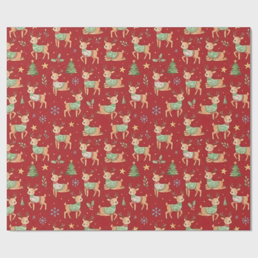 Reindeer, Christmas Cadeaupapier (Vlak)