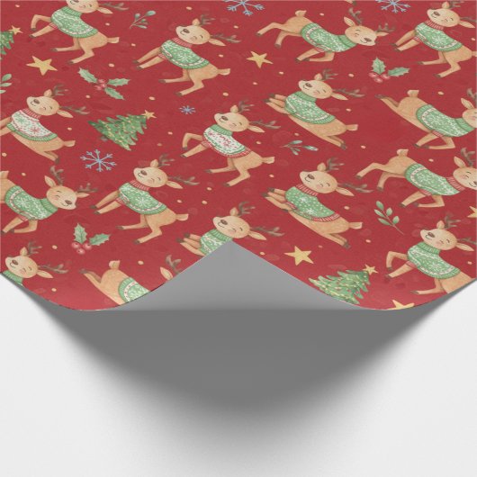 Reindeer, Christmas Cadeaupapier (Hoek)