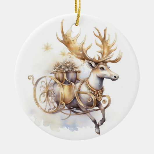 Reindeer Christmas Ceramic Ornament (Voorkant)