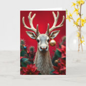 Reindeer Christmas Greeting Card Kaart (Gele Bloem)