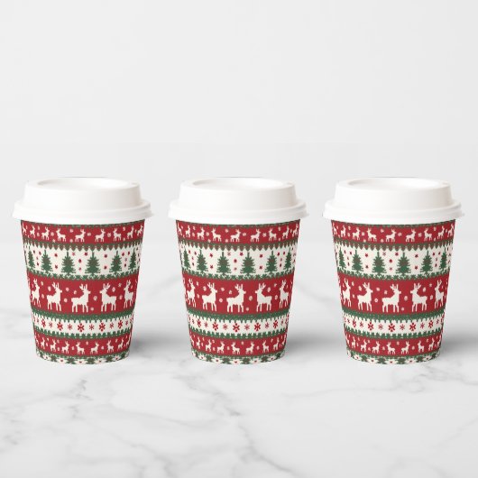 Reindeer Christmas Paper Cup Papieren Bekers (Multi)