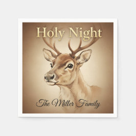 Reindeer Christmas Paper Napkin Customizable Servet