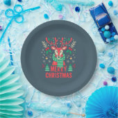 Reindeer Christmas Paper Plate Papieren Bordje (Feest)