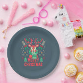 Reindeer Christmas Paper Plate Papieren Bordje (Feest)