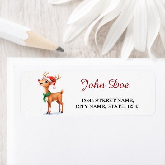 Reindeer Christmas Return Address Labels (Insitu)