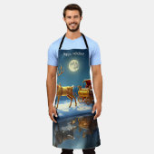 Reindeer Christmas Sleigh Holiday Apron Schort (Gedragen)