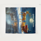 Reindeer Christmas Sleigh Holiday Backdrop Wandkleed (Voorkant (horizontaal))