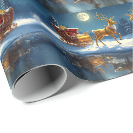 Reindeer Christmas Sleigh Holiday Cadeaupapier