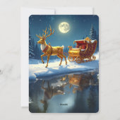 Reindeer Christmas Sleigh Holiday Card Feestdagenkaart (Achterkant)