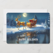 Reindeer Christmas Sleigh Holiday Card Feestdagenkaart (Voorkant)