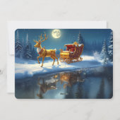 Reindeer Christmas Sleigh Holiday Card Feestdagenkaart (Achterkant)
