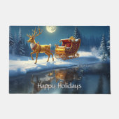 Reindeer Christmas Sleigh Holiday Doormat Deurmat (Voorkant)