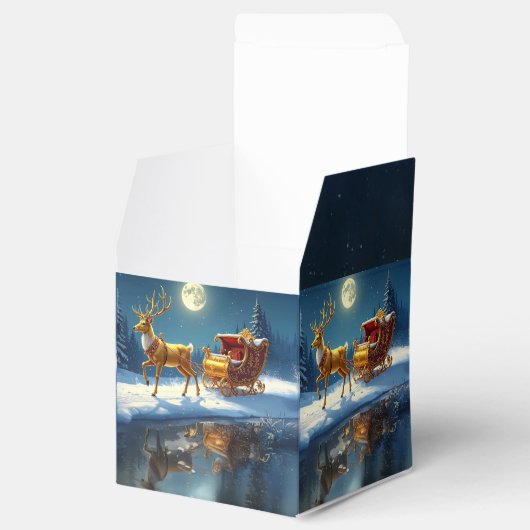 Reindeer Christmas Sleigh Holiday Favor Box Bedankdoosjes (Geopend)