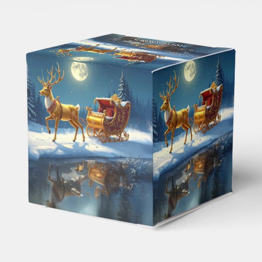Reindeer Christmas Sleigh Holiday Favor Box Bedankdoosjes (Achterkant)