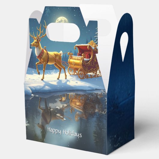 Reindeer Christmas Sleigh Holiday Favor Box Bedankdoosjes (Geopend)