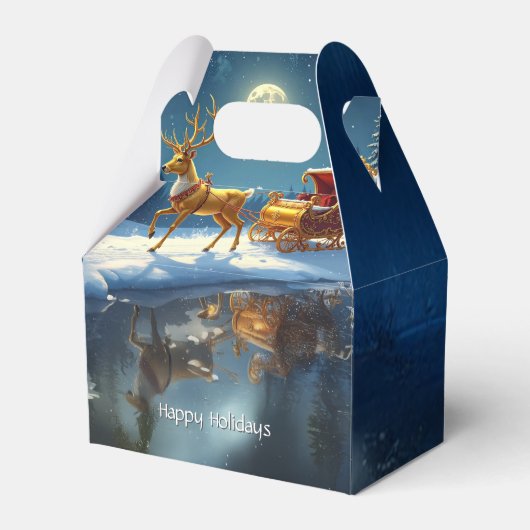 Reindeer Christmas Sleigh Holiday Favor Box Bedankdoosjes (Voorkant Zijde)