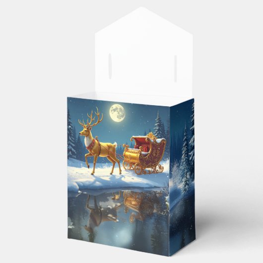 Reindeer Christmas Sleigh Holiday Favor Box Bedankdoosjes (Geopend)