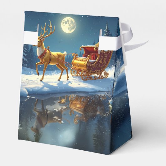 Reindeer Christmas Sleigh Holiday Favor Box Bedankdoosjes (Achterkant)
