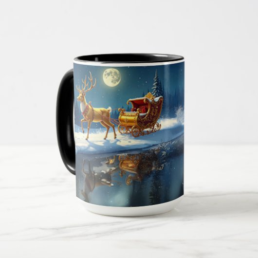 Reindeer Christmas Sleigh Holiday Mug Mok (Voorkant links)