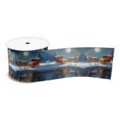 Reindeer Christmas Sleigh Holiday Satin Satijnen Lint (Spoel)