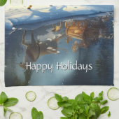 Reindeer Christmas Sleigh Holiday Theedoek (Gevouwen)