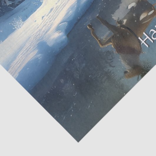 Reindeer Christmas Sleigh Holiday Tissuepapier (Detail)